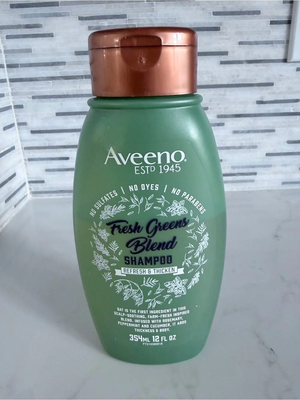 Aveeno Fresh Greens Blend Shampoo 1/3 used